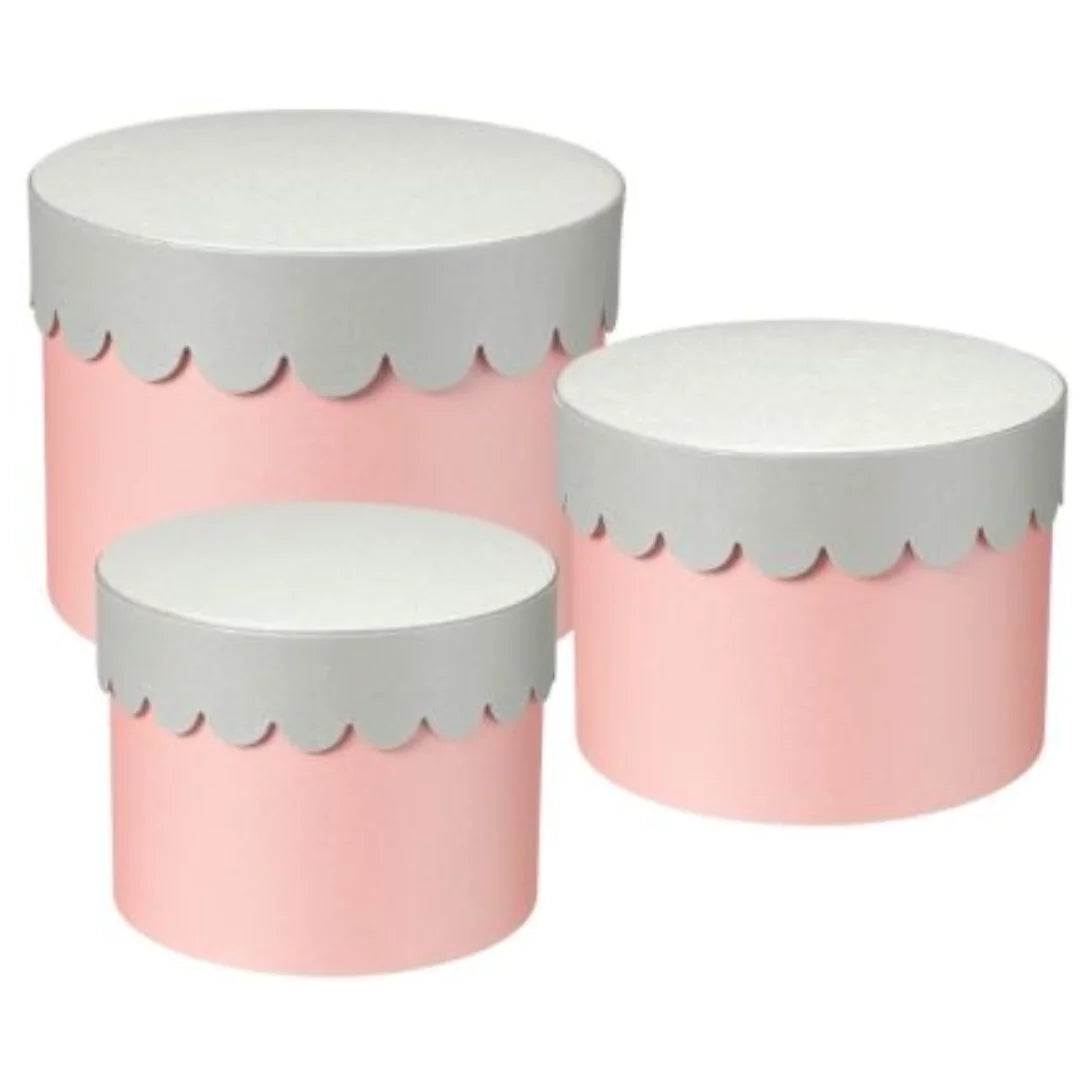 Scalloped Hat Box, Set of 3