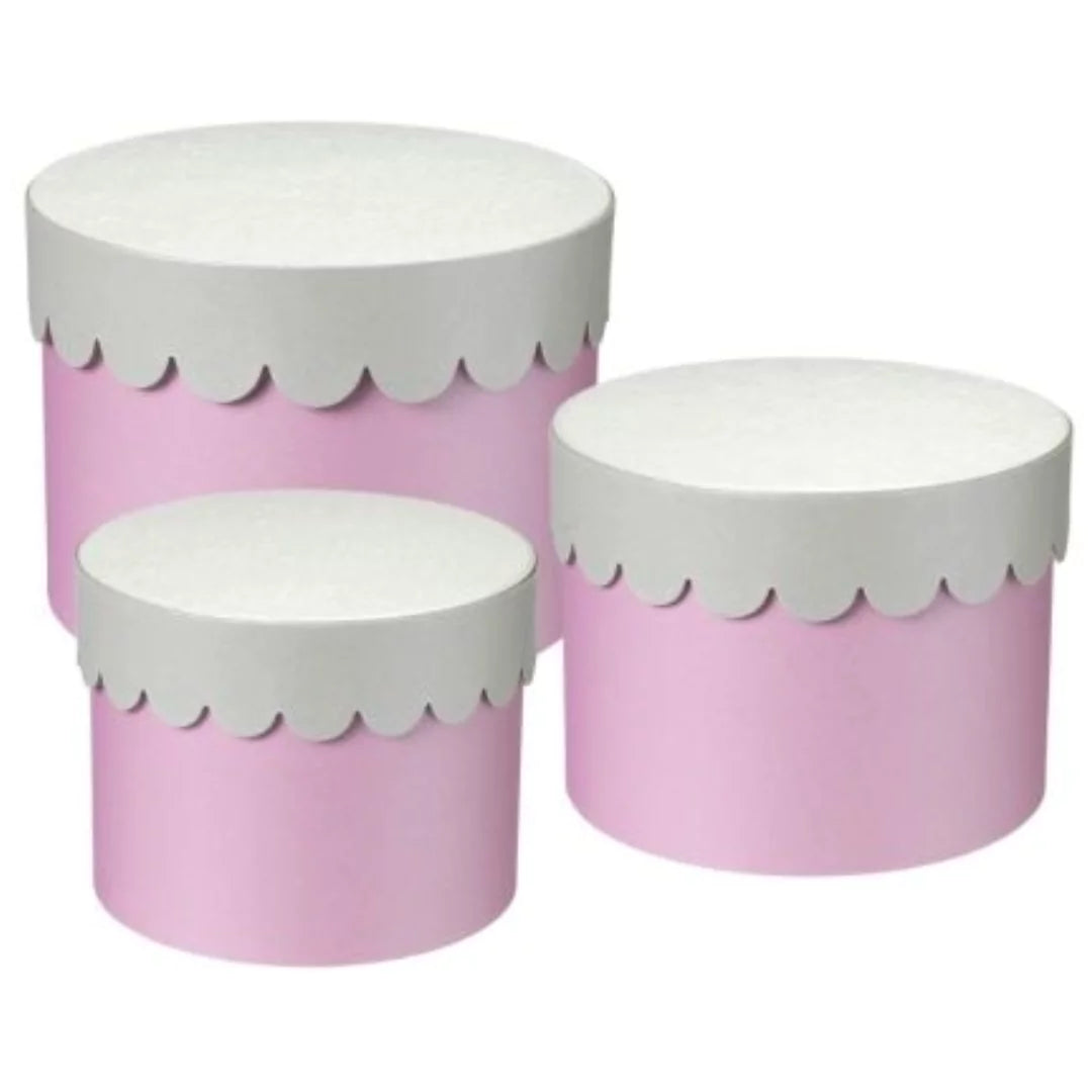 Scalloped Hat Box, Set of 3