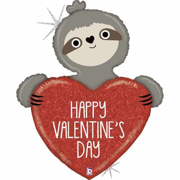 35” Valentine’s Day Holographic Sloth Balloon Grabo