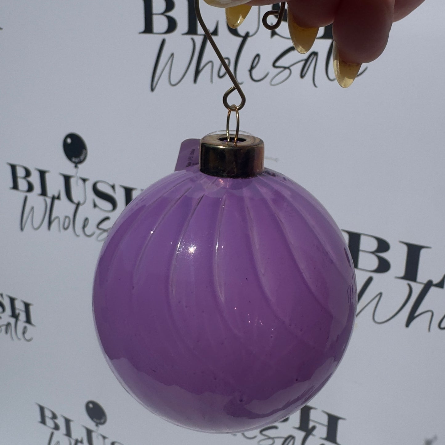 Violet Glass Bauble with metal hook