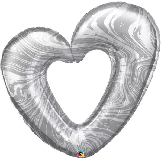 42” Marble Silver Heart