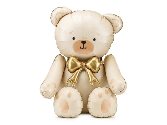 Cream Bear with Bow Balloon