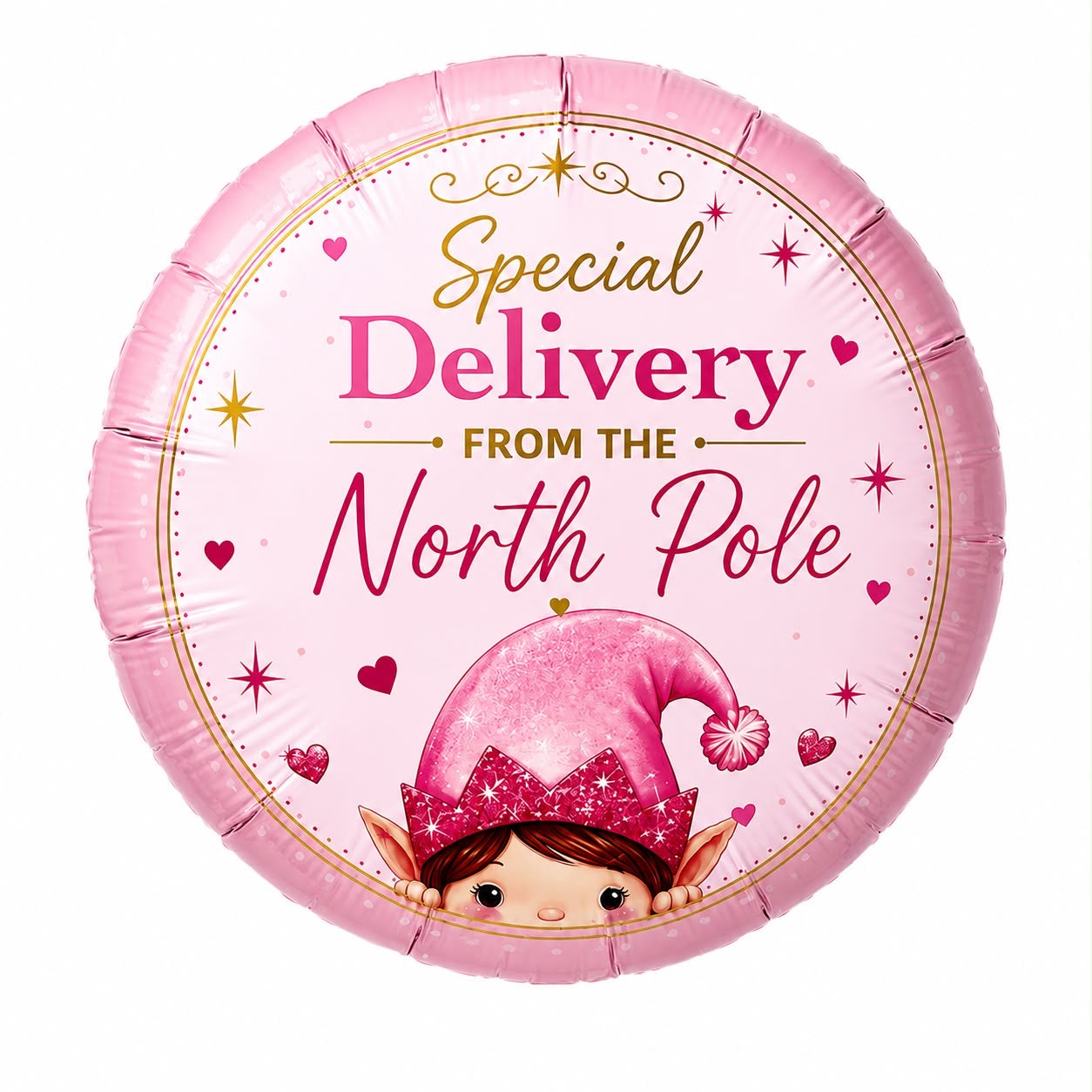 18” Elf Arrival Pink Special Delivery Balloon/Santas Little Helper